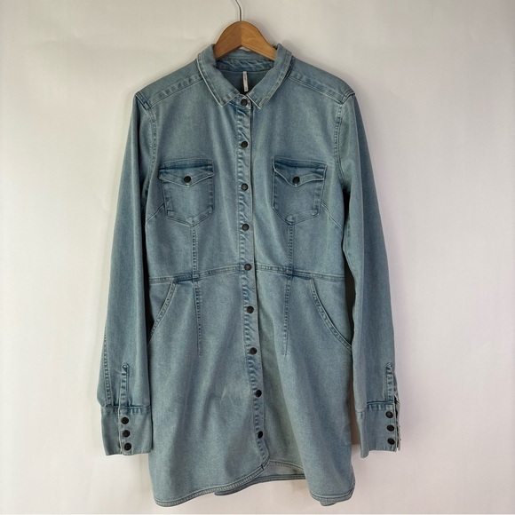 Free People Amber Denim Dress size Medium - Picture 3 of 11
